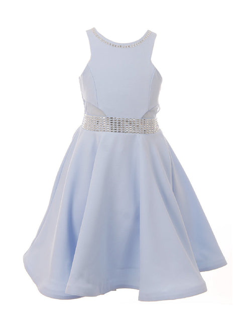 Cinderella Couture Big Girls Blue Studs Fitted Junior Bridesmaid Dress 8-16 - SophiasStyle.com